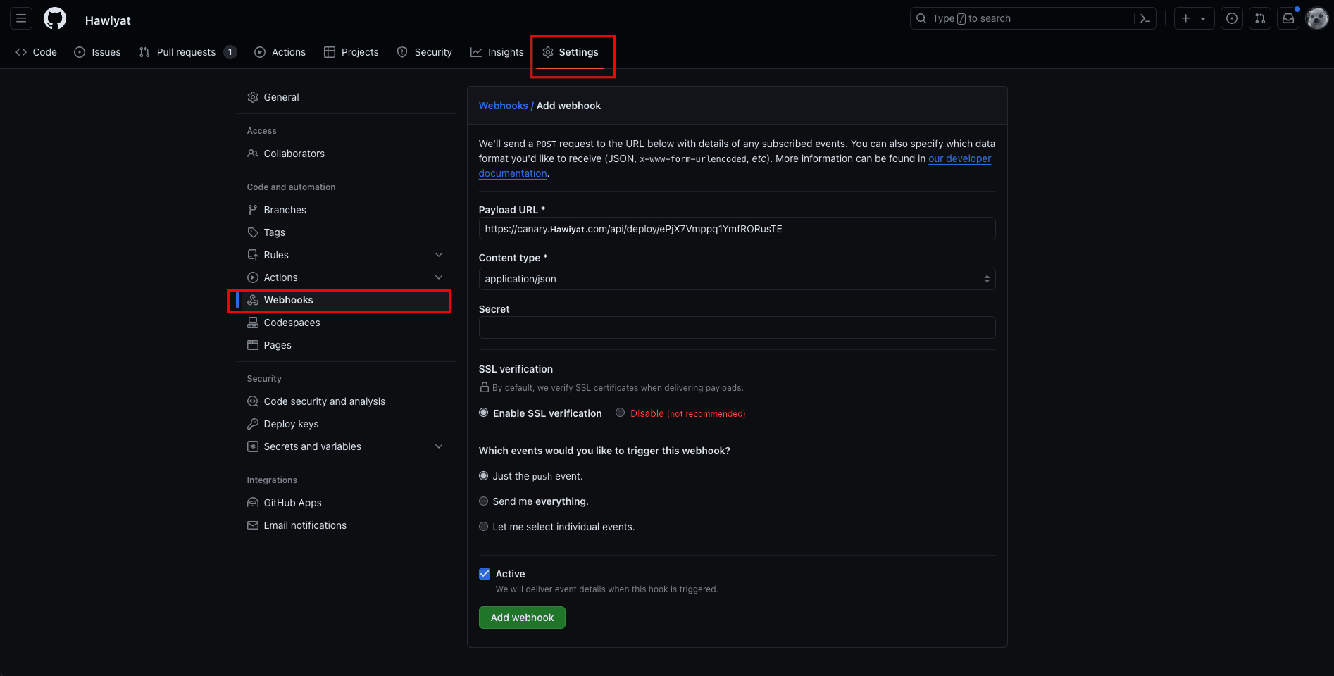 Webhook URL